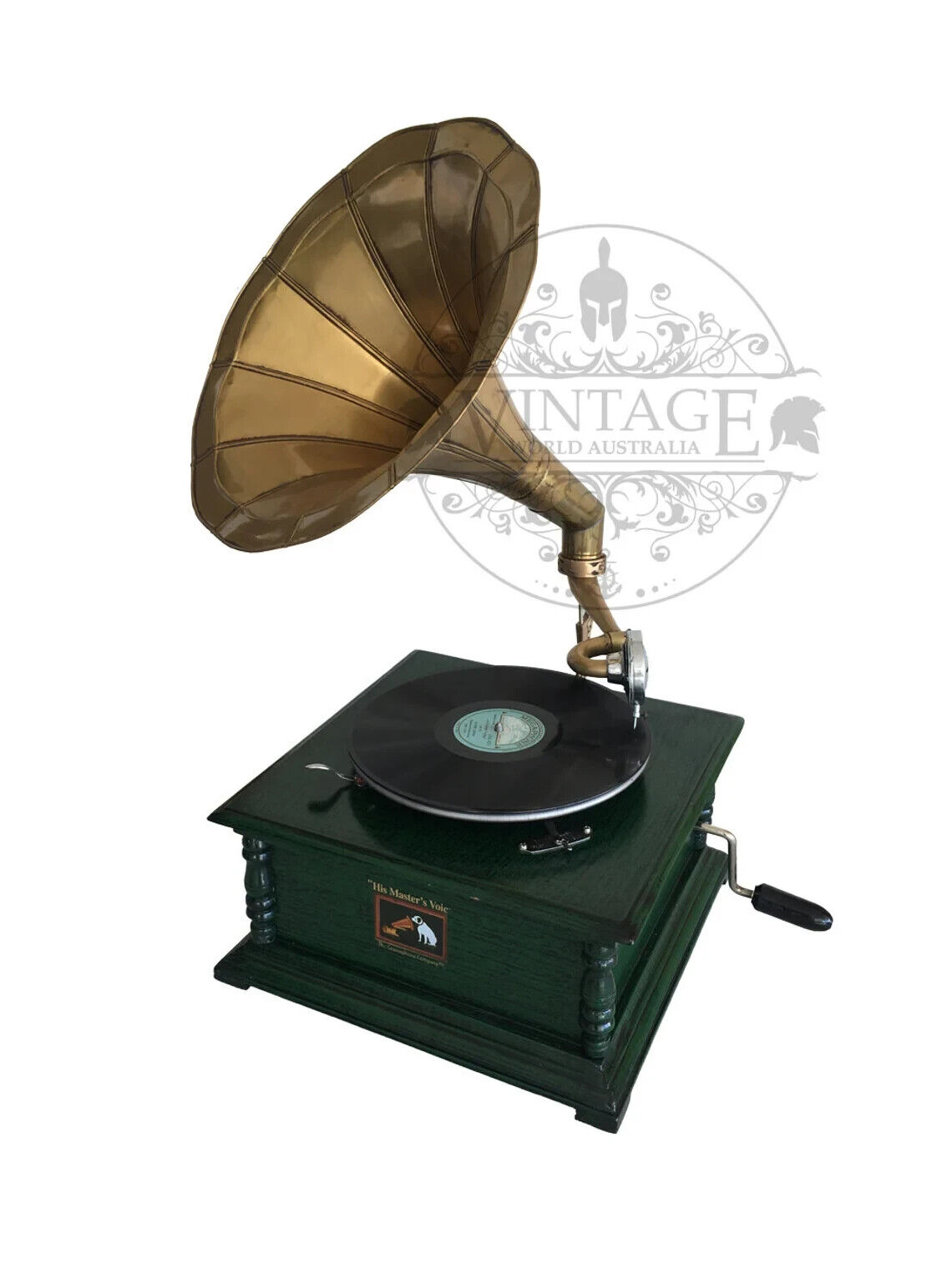 Vintage ‘His Master’s Voice’ Gramophone – Olive Green (250 mm vinyl Record)