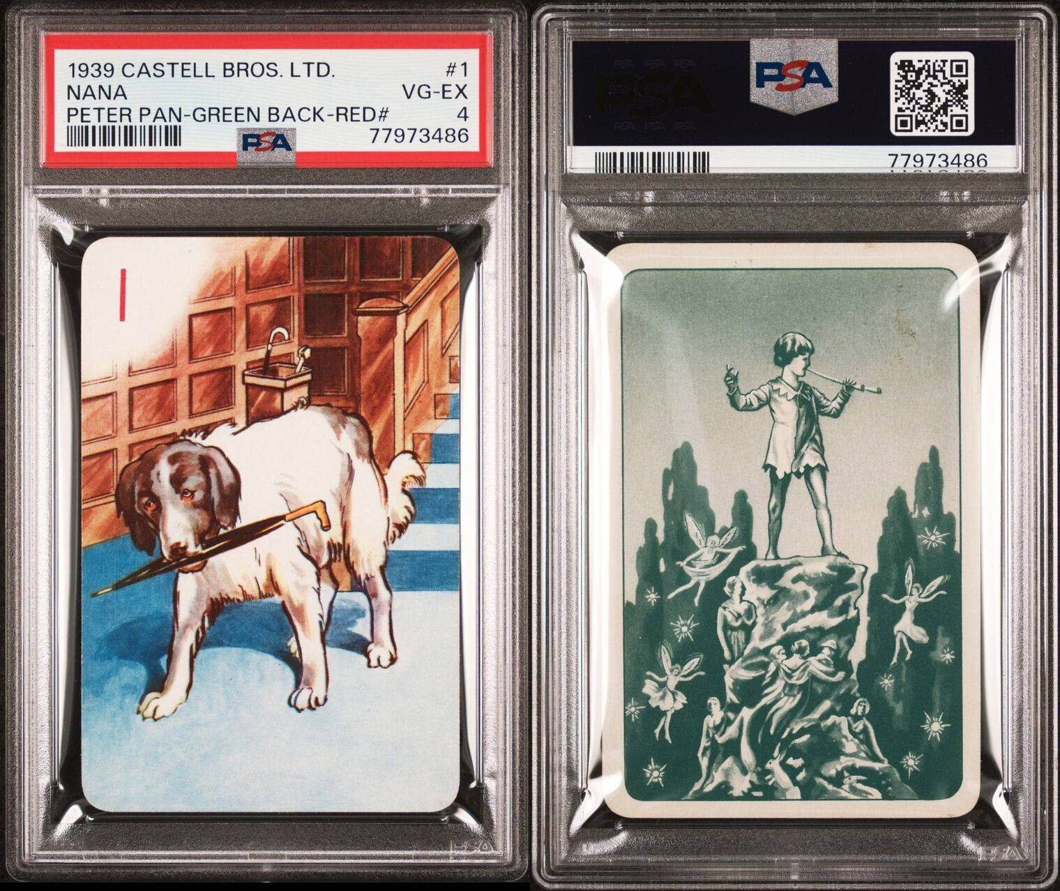 1939 CASTELL BROS. LTD. PETER PAN - NANA - GREEN BACK PSA 4 VG-EX CARD RARE