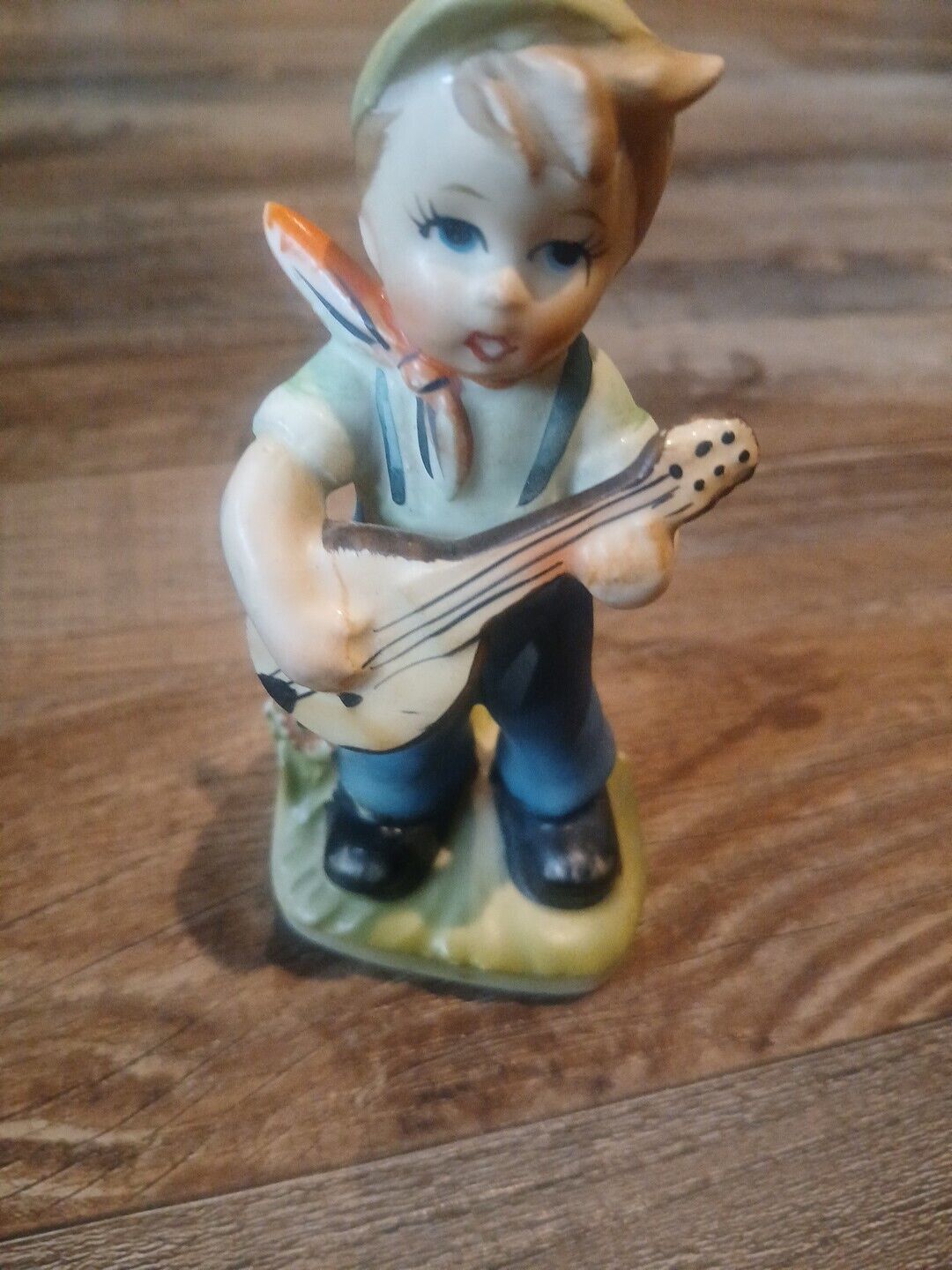 Guitar Figurine Boy Vintage Ceramic