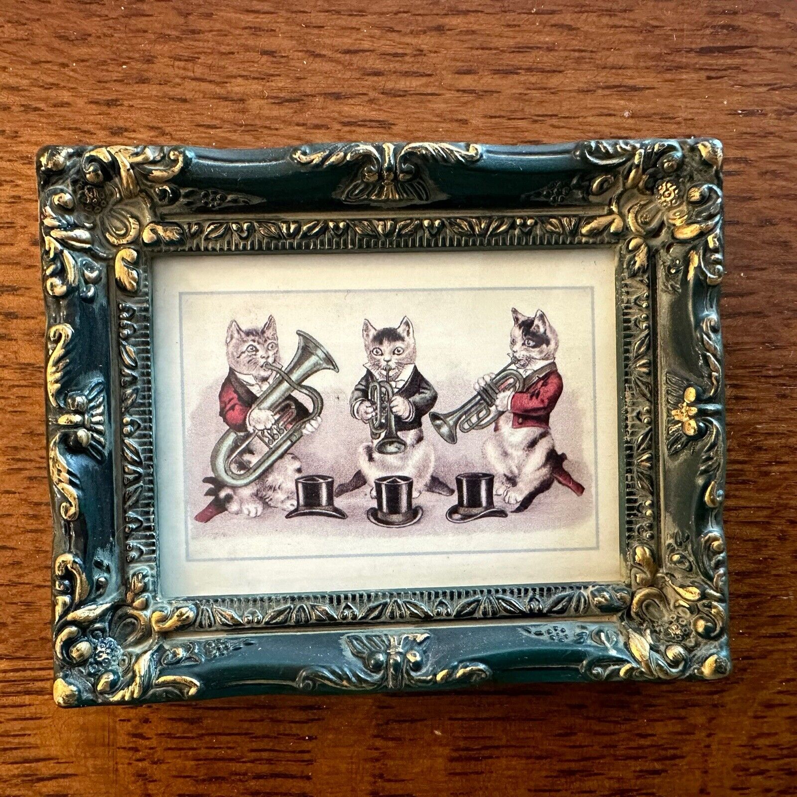 Cat Lovers Small FRAME With Vintage Cat Card 4”x3” éditions adorata Musical Top
