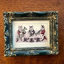 Cat Lovers Small FRAME With Vintage Cat Card 4”x3” éditions adorata Musical Top picture