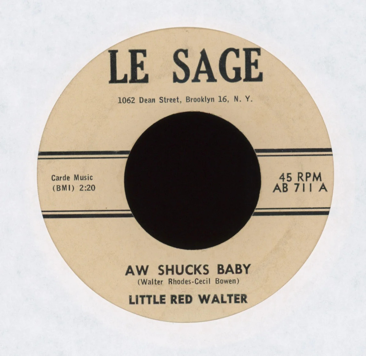 Blues 45 - Little Red Walter - Aw Shucks Baby on Le Sage