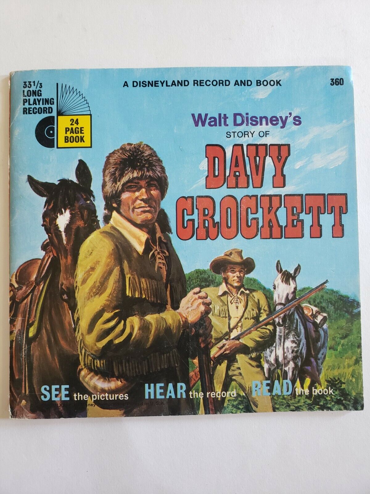 Disneyland Davy Crockett 24 Page Book & 33 1/3 Record Vinyl Original Vintage