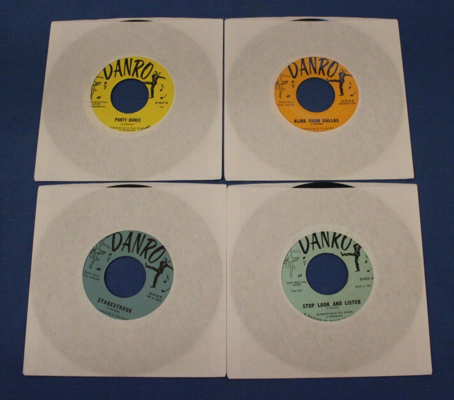 Lot of 4 Rare Danro Tap/Jazz/Novelty Dance 45 RPM Records 