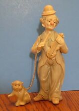 Vintage Porcelain Lenwile Ardalt Clown with Violin & Monkey on Chain #1379 picture