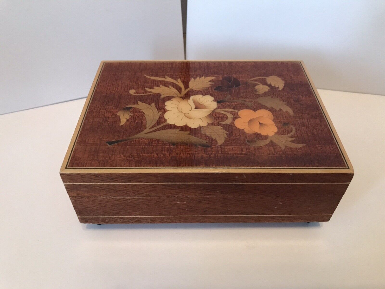 Vintage Music Box Mapsa Switzerland Flower Design