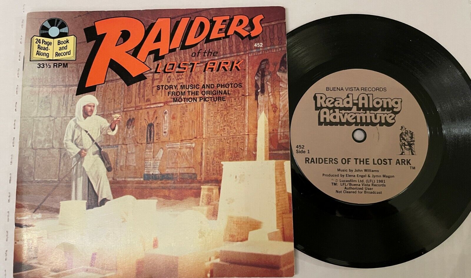 Raiders Of The Lost Ark Book & Record Vinyl Record Rare 80s Collectable