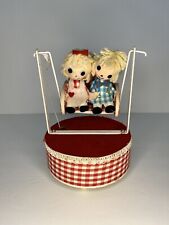 Vintage Music Box Boy and Girl Swinging to Music on a Swing Japan 4” READ picture