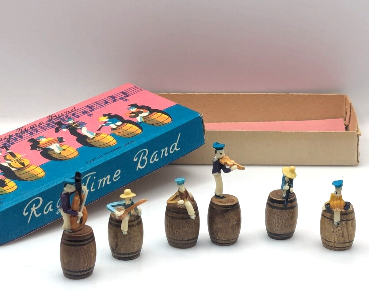Vintage Ragtime Band Miniature Musicians Jazz Banjo Figures Occupied Japan