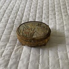 Vintage San Francisco Music Box Company Trinket Jewelry Box Works Gold Patina picture