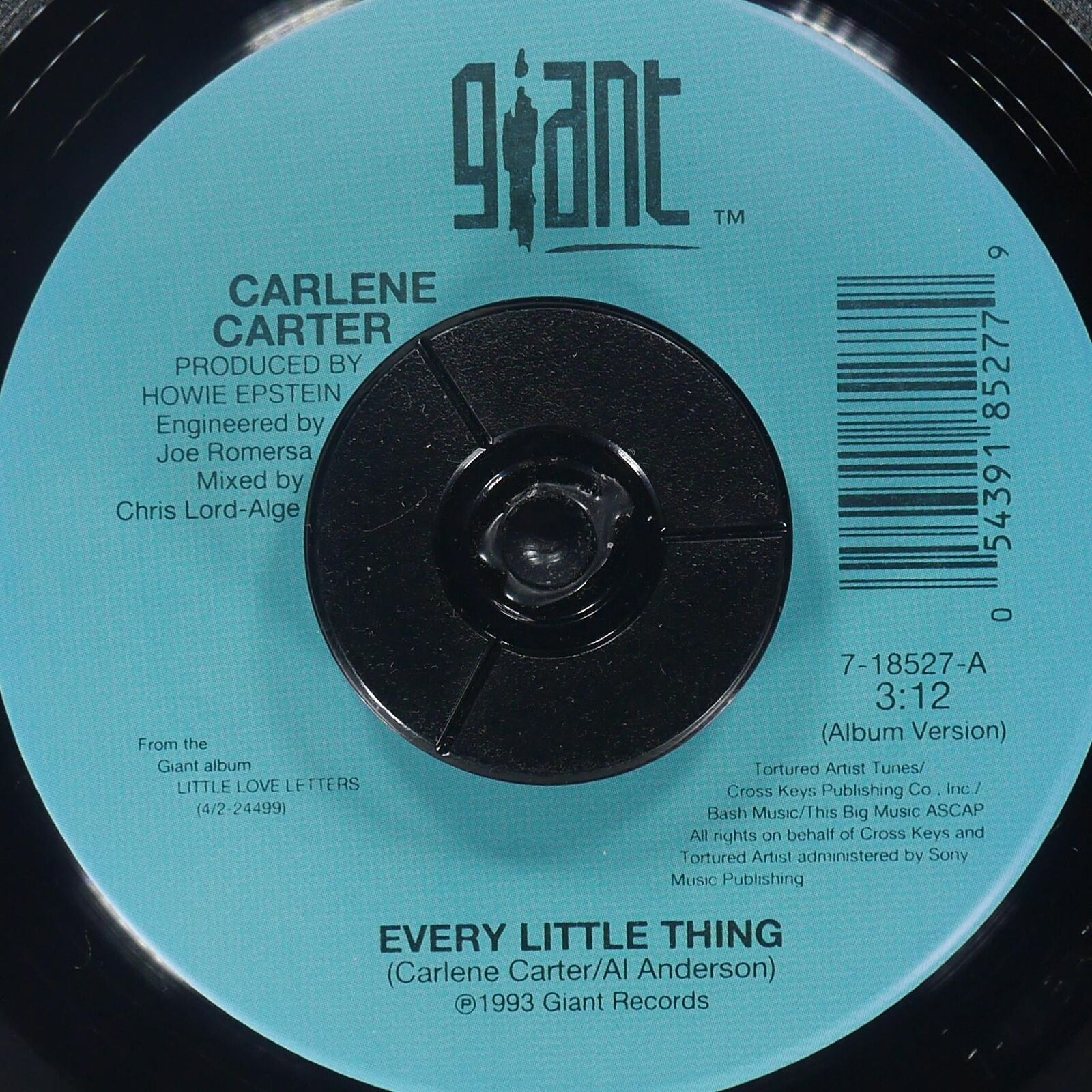 CARLENE CARTER Every Little Thing / Long Hard Fall GIANT RECORDS 7-18527 NM 45