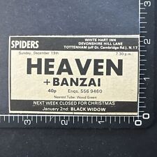 HEAVEN - SPIDERS TOTTENHAM - BANZAI  1971 Original Vintage Gig Advert E6 picture