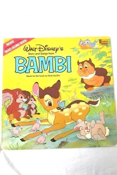 1980 Walt Disney's Story Songs From Bambi Book and Record 12in 33RPM LP Vinyl