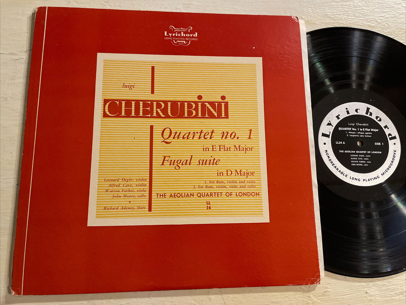 The Aeolian Quartet Of London Luigi Cherubini LP Lyrichord LL 24 Mono 1950s EX