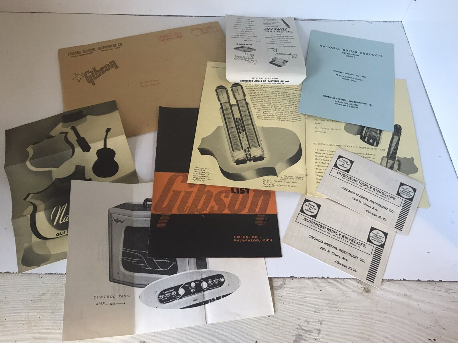 Vtg 1950’s Gibson National Chicago Musical Instrument Co Brochure Price List