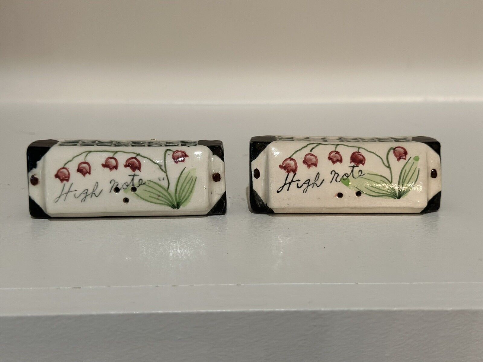 Harmonica High Note Ceramic Salt and Pepper Shakers Made in Japan