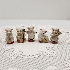 1950's 5 Little Pigs Band Playing Saxophone Horn Bass Drums Figurine Japan 1.75