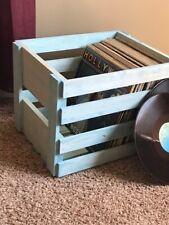 Darla's Studio 66 Vintage Blue Stained Record Holder Wooden Crate picture