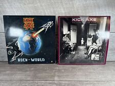 VTG KICK AXE Lot Of 2 VINYL LPs Welcome To The Club & Rock The World picture
