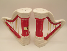 VINTAGE HARP MUSICAL INSTRUMENT SALT & PEPPER SHAKERS MADE IN JAPAN picture
