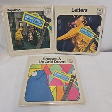 3 pc 1970 Sesame Street Original Cast Letters Shapes Up Down Book w/ Record Set picture