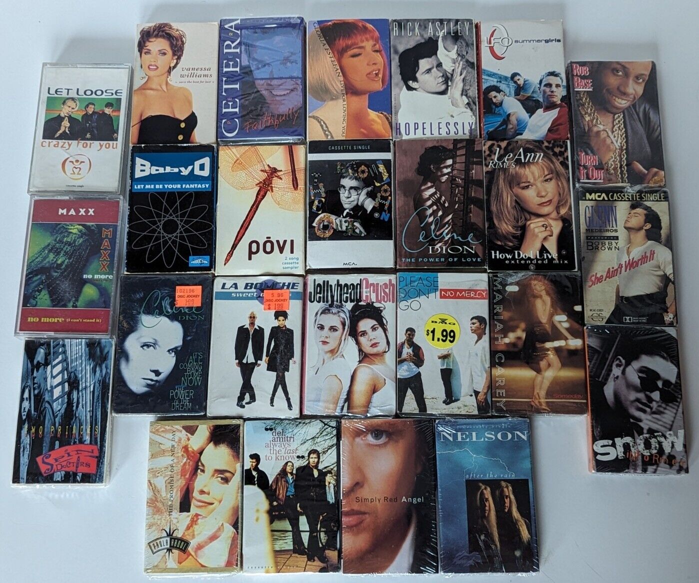 Vintage US & UK 1980s & 90s Top 40 & Dance Cassette Tape Singles - 25 Cassingles