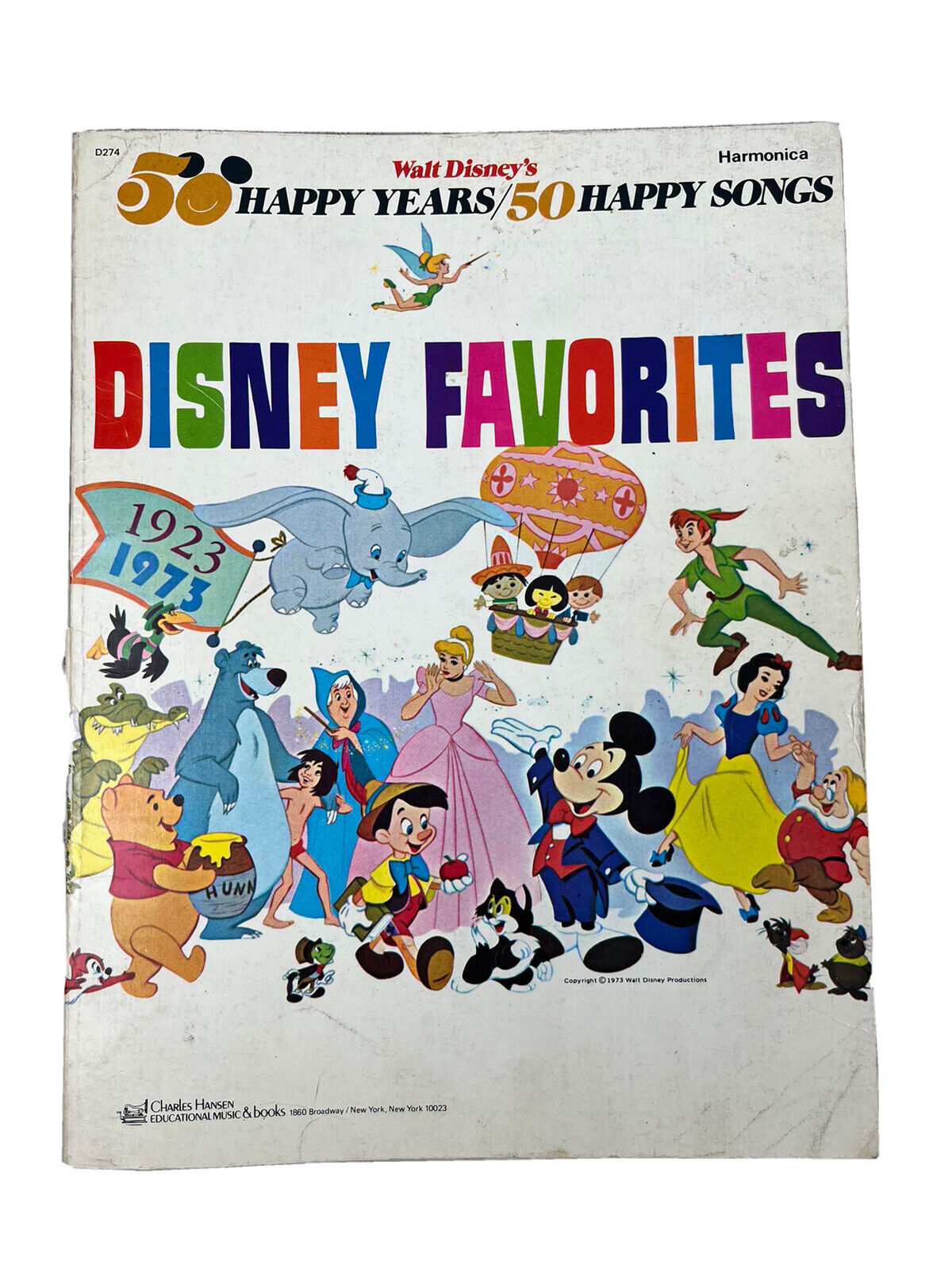 Walt Disney Harmonica Song Book 50 Years Anniversary Disney Favorites 1973 VTG
