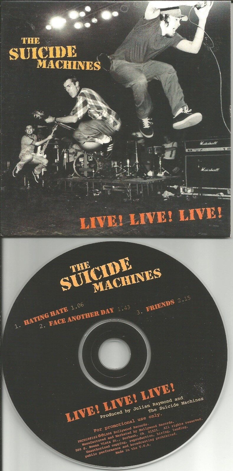THE SUICIDE MACHINES Live Live 1998 USA w/ 3 RARE LIVE TRX PROMO DJ CD Single