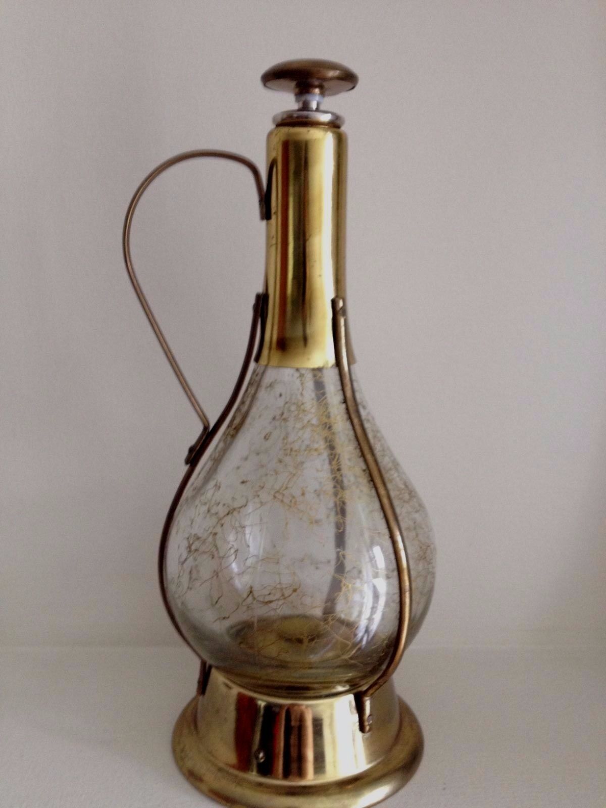 Vintage antique rare brass gold handcrafted bottle wine decanters music box