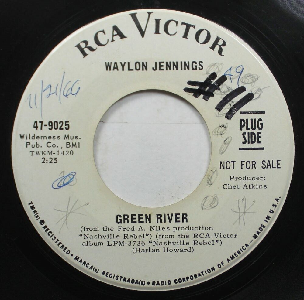 Country Promo 45 Waylon Jennings - Green River / Silver Ribbons On Rca Victor