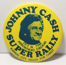 Vintage 1976 Johnny Cash Music Concert Pin Arrowhead Stadium Kansas City Chiefs picture