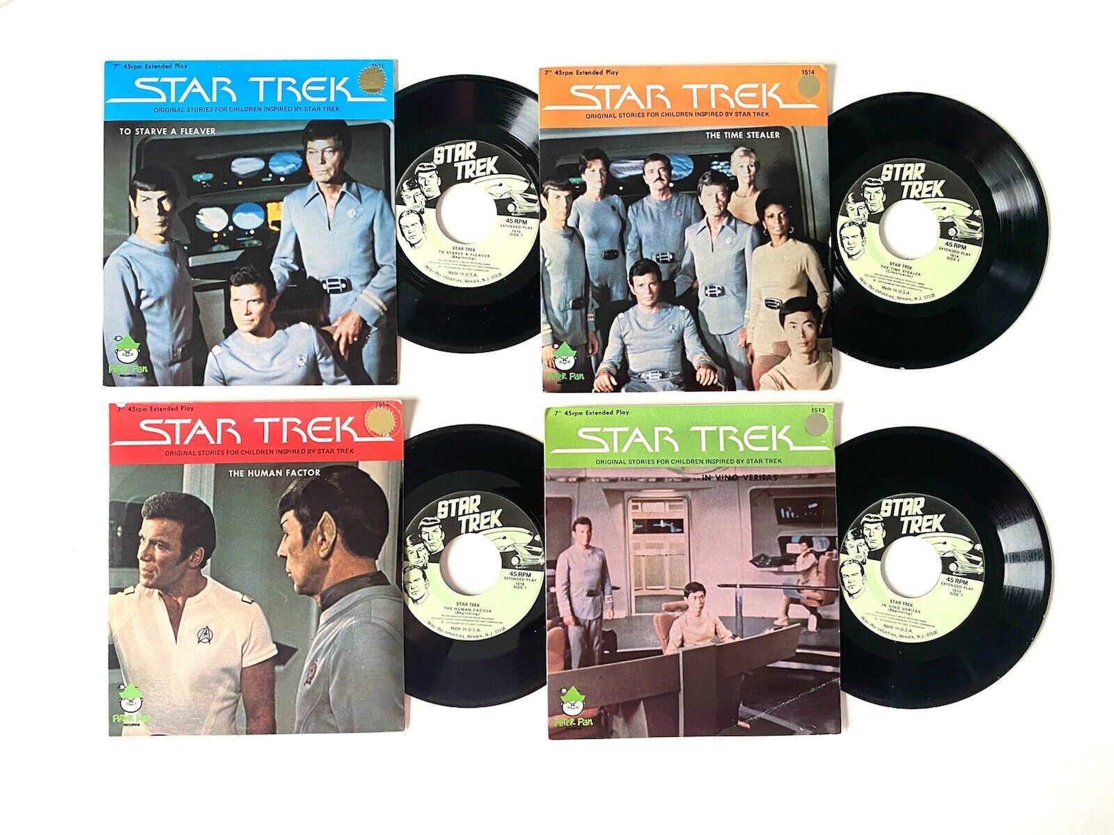 1979 Star Trek 45 RPM 7 Inch Vinyl Records - Complete Set of 4