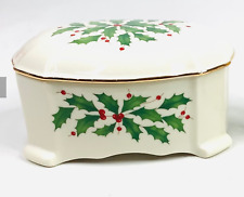 **Vintage**Lenox Christmas Holly Berry Music Box Deck The Halls 6x4” picture