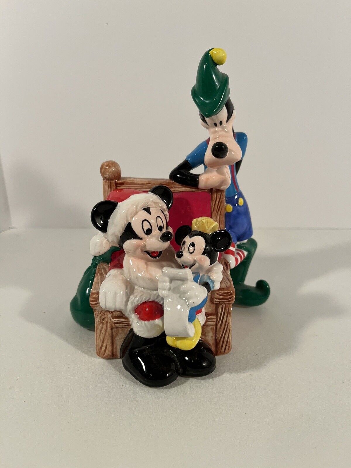 Vintage Schmid Disney Music Box Christmas Mickey, Baby Mickey & Goofy Rare