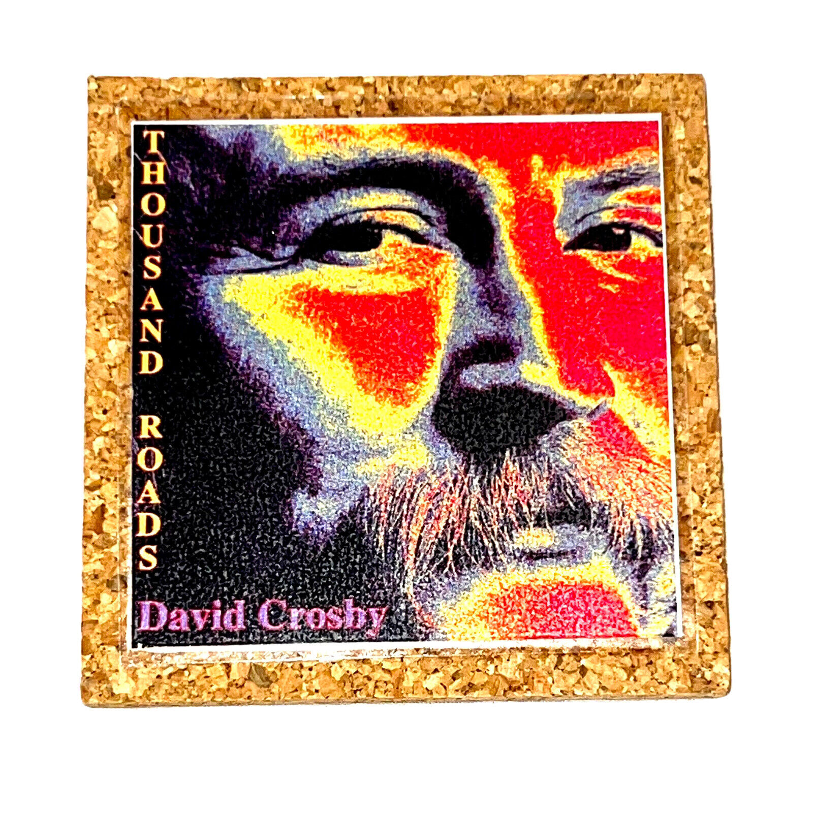 DIY Handmade 4” Cork Laminated Coasters Set Of 5 DAVID CROSBY CSN CSN&Y Byrds