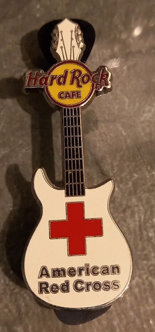Official Hard Rock Cafe American Red Cross Guitar  Enamel Pin Badge