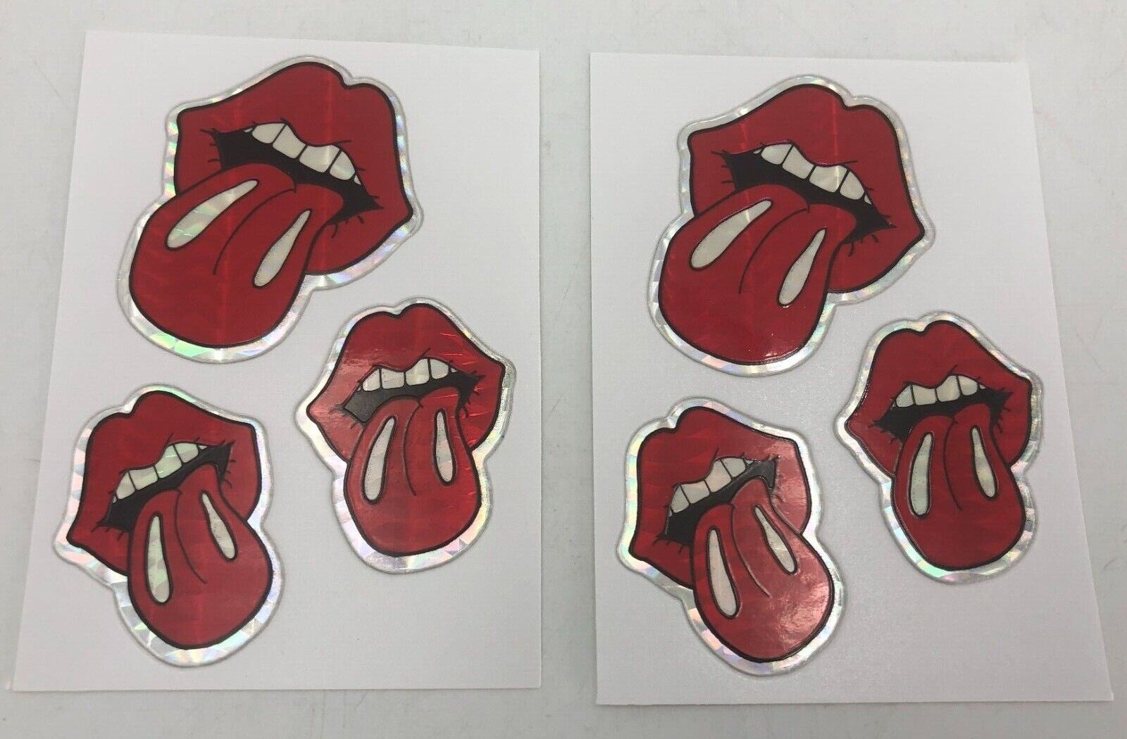 (6)x Rolling Stones Hot Lips Logo Stickers Holograms Rock Music Card Lot
