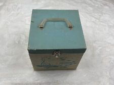 Vintage Turquoise Amfile Platter-Pak 45rpm Portable Record Case Musical Notes picture