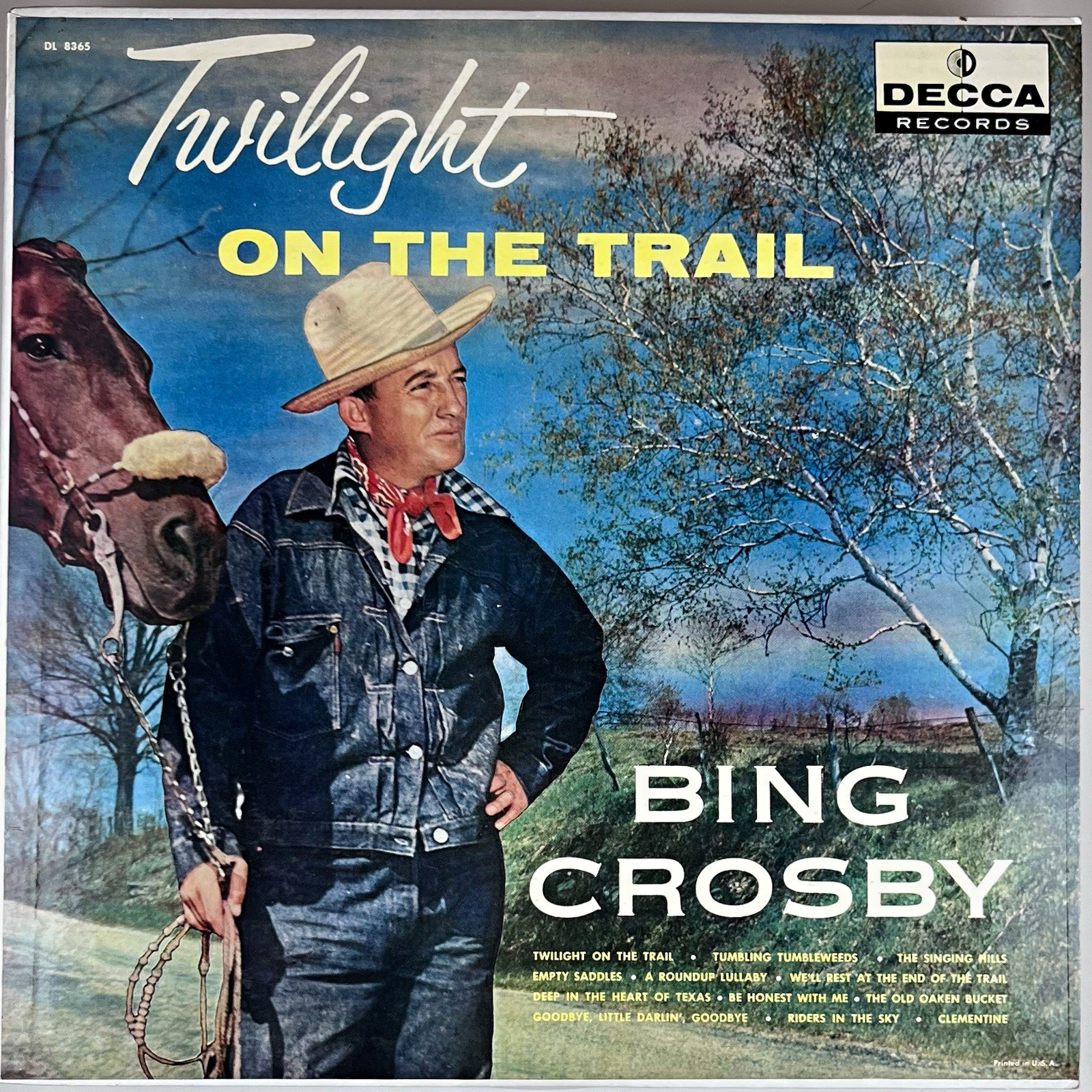 BING CROSBY Twilight On The Trail LP PINK LABEL PROMO 1957 Decca Vinyl Strg VG+