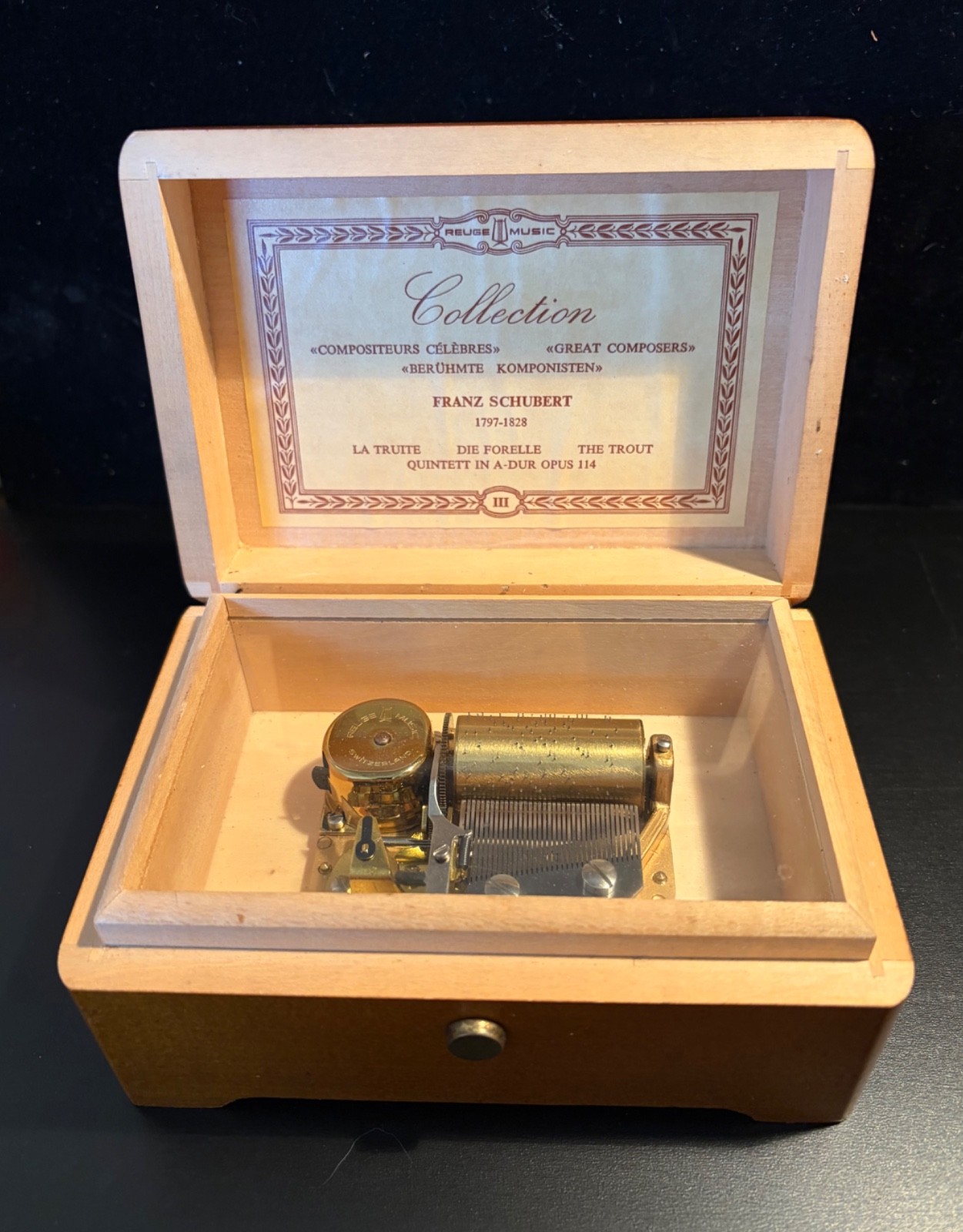 Vintage Reuge CH 1/36 Music Box . Franz Schubert’s “Die Forelle”.