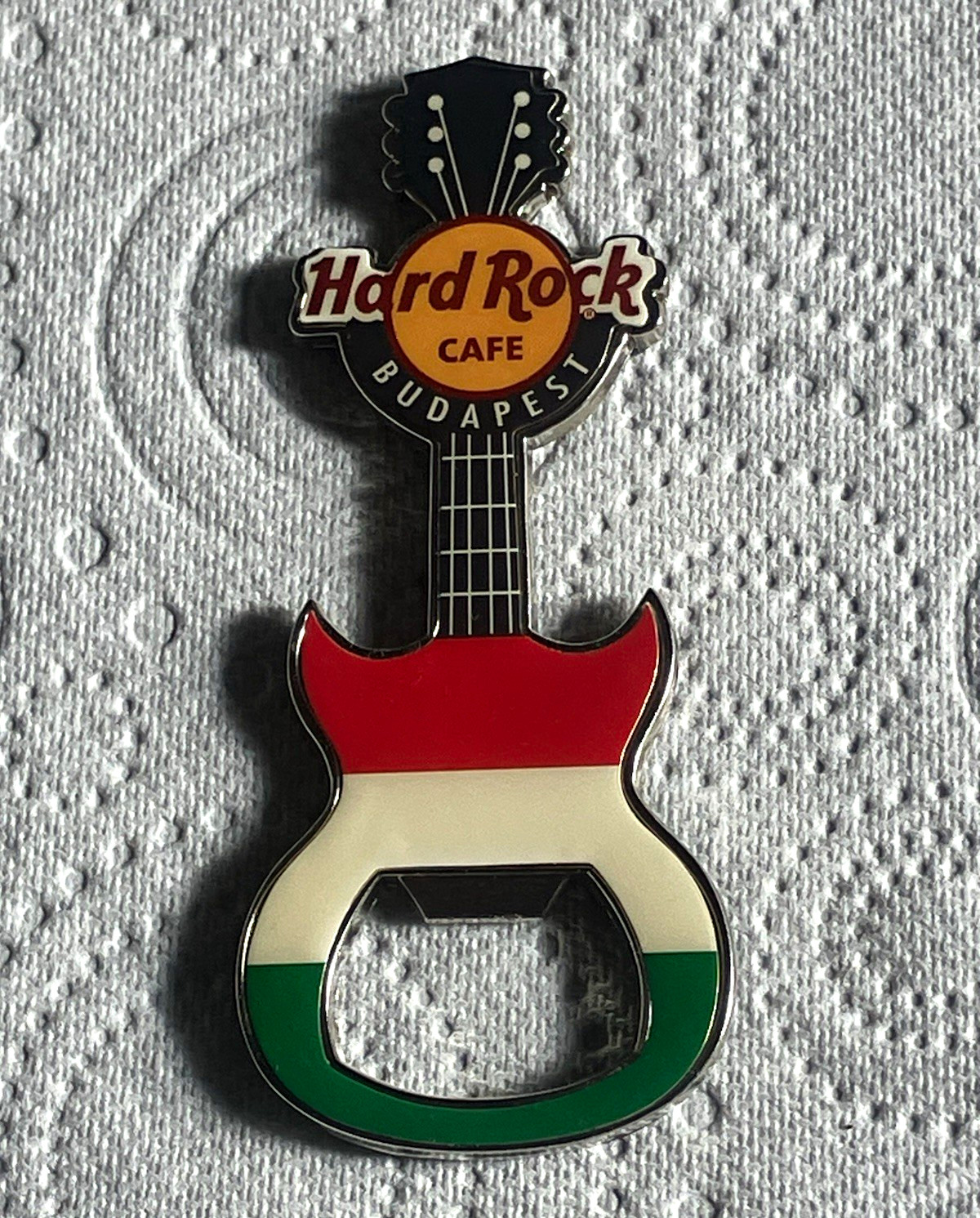 Hard Rock Cafe Budapest Flag Guitar Bottle Opener magnet