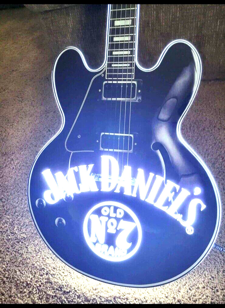Ultra Rare Jack Daniels Led Guitar Les Paul Bar Light Beer Sign Whiskey Bourbon