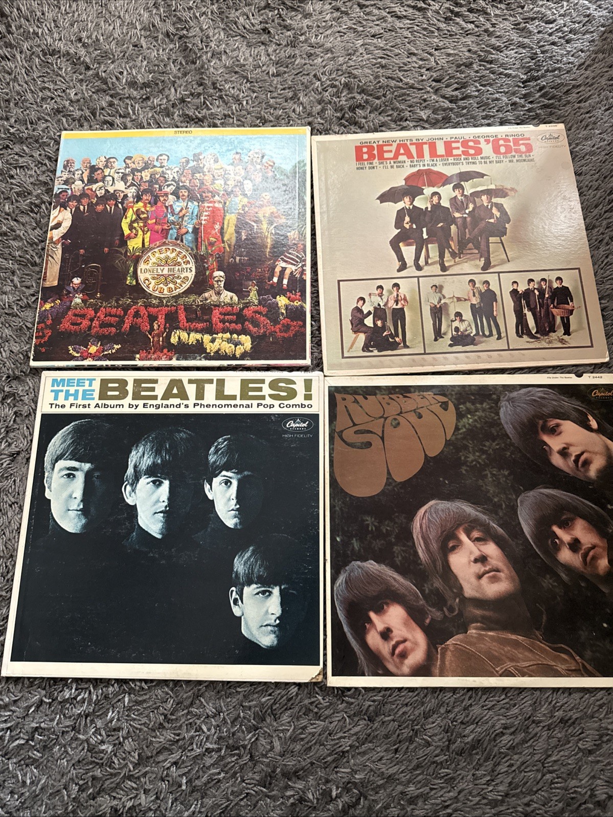 vintage lot of 4 original capital record the beatles albums lonely heart+ rare