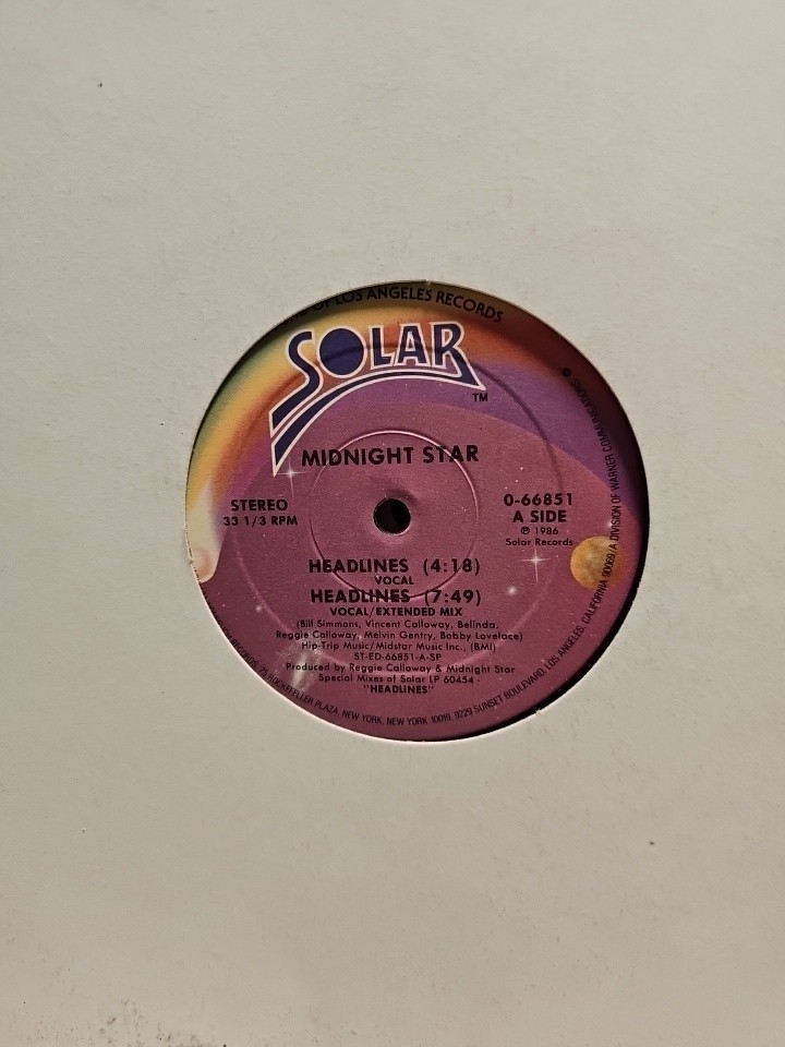 Midnight Star - Headlines Vinyl SINGLE LP 1986 Solar Records 