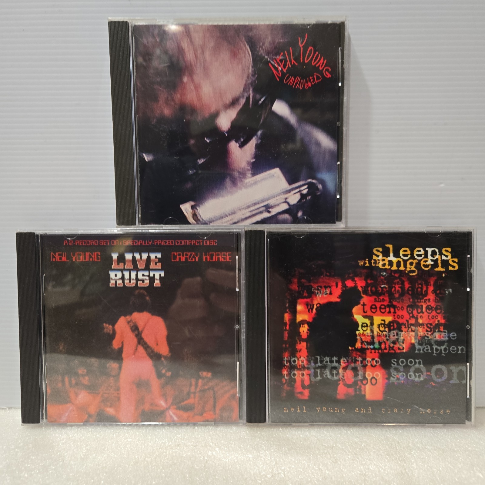 NEIL YOUNG - 3 CD Lot: Live Rust, Unplugged & Sleeps with Angels - CDs EXCELLENT