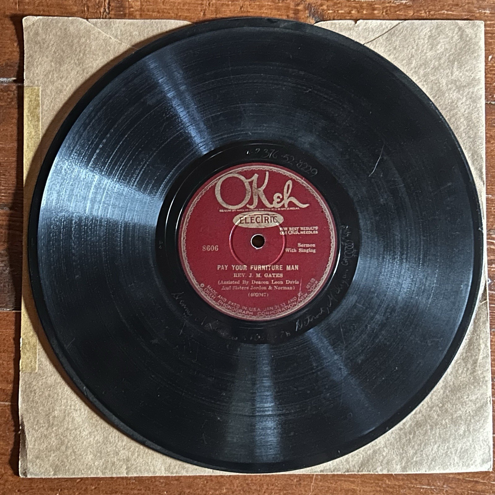 RARE Gospel 78 Record Rev J.M. Gates Okeh (1928) “Women Spend Too Much Money\