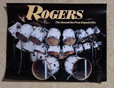 rare 1980's ROGERS  DRUMS PROMO POSTER, 22” X 17.5” , ORIGINAL  picture