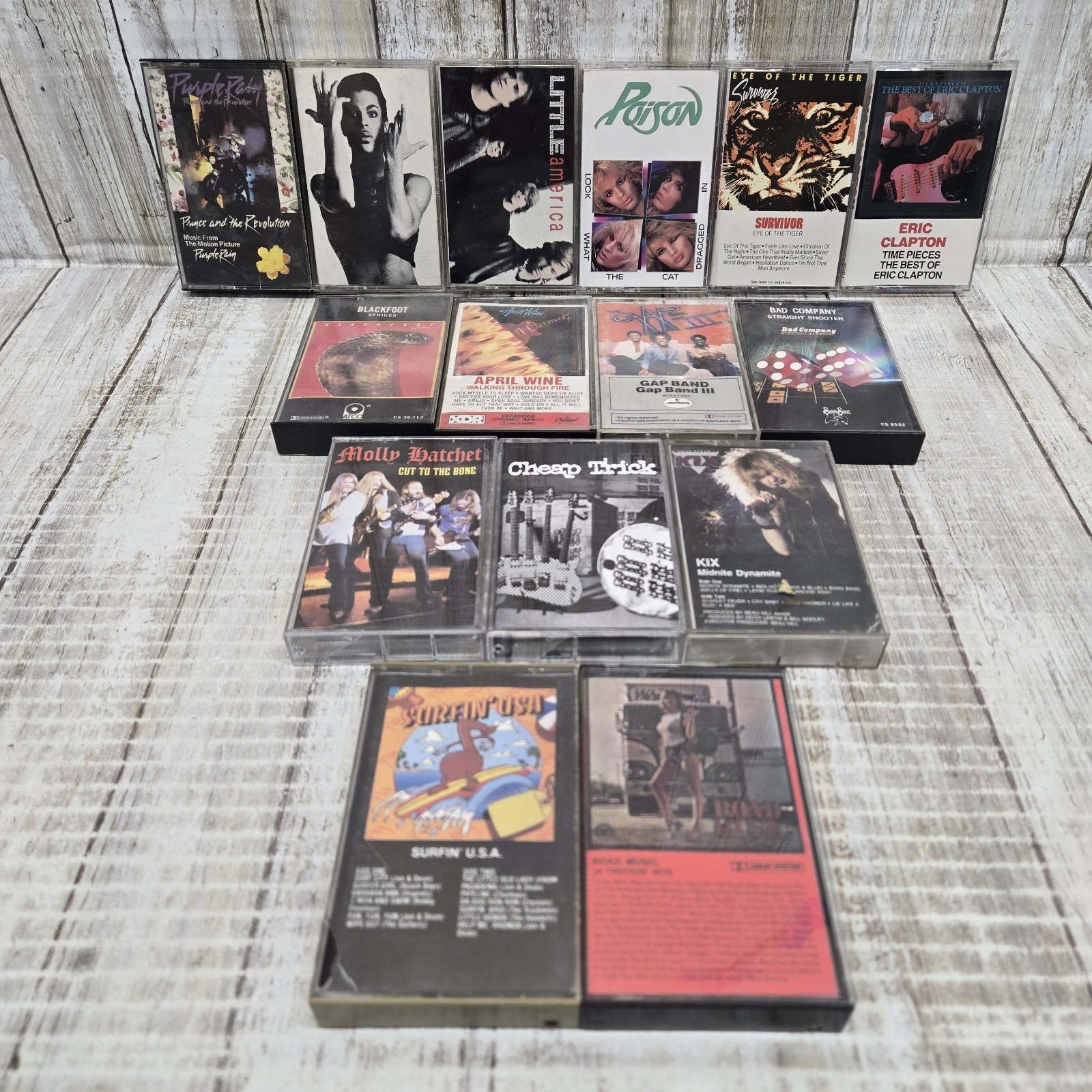 Lot Of 15 Rock/ Pop Cassette Tapes: Kix, Blackfoot, Poison, Prince, Survivor VTG