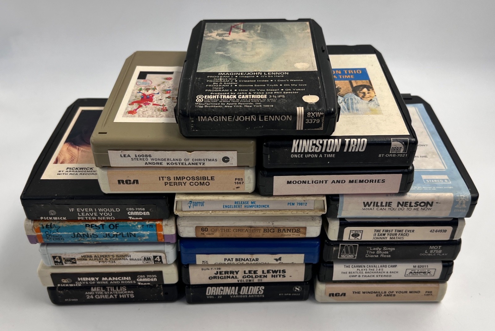 Lot of 20 Vintage 8-Track Tapes John Lennon, Diana Ross