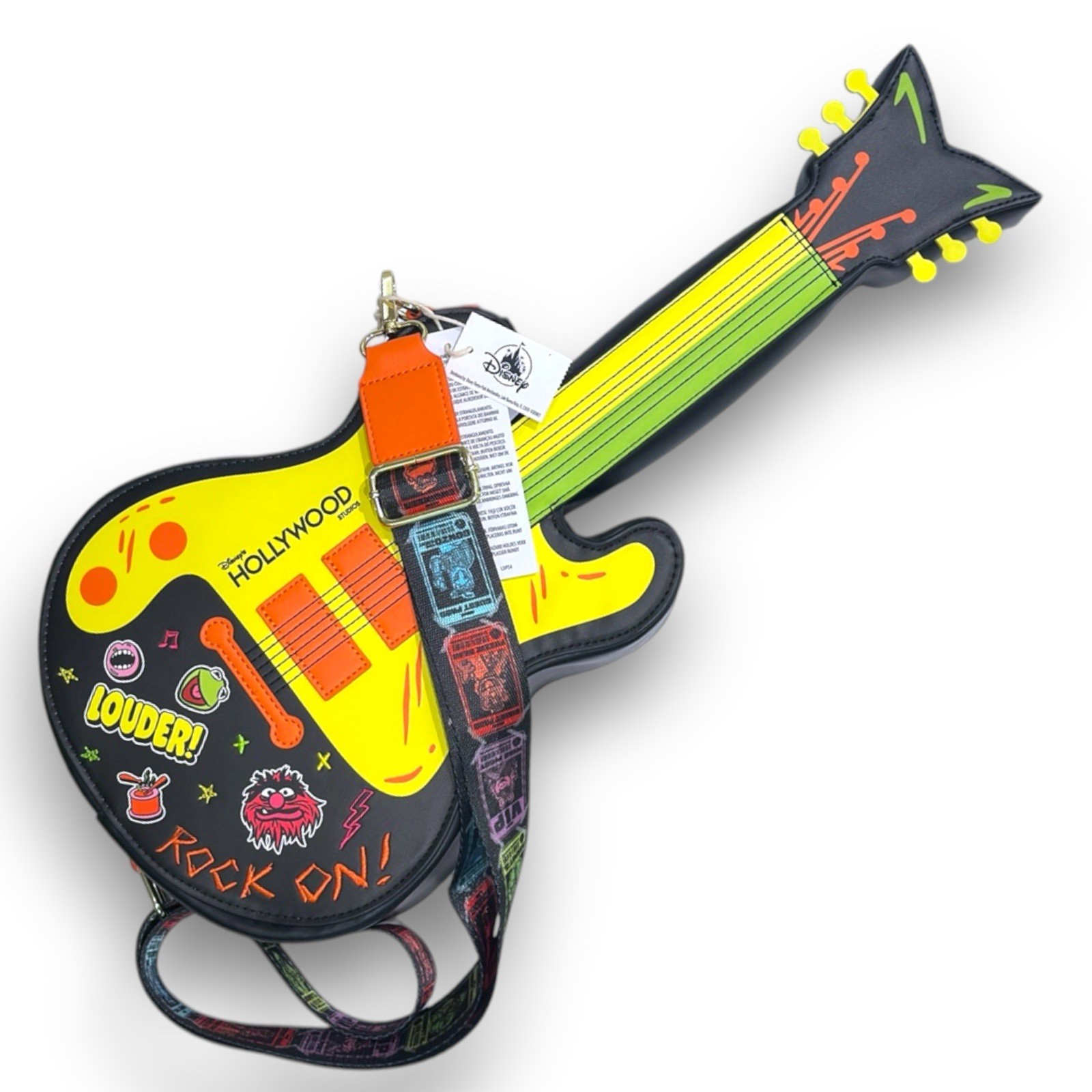 Disney Parks 2026 Loungefly Muppets Rock ’n Roller Coaster Guitar Crossbody Bag